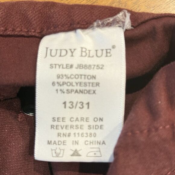 Judy Blue Jeans Womens 13/31 Oxblood High Waist Tummy Control Wide Crop Stretch - Picture 7 of 9